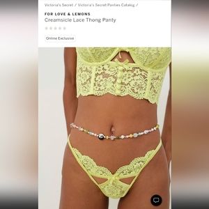 Victoria secret " For Love & Lemons " Creamsicle Lace Thong Panty-XXS